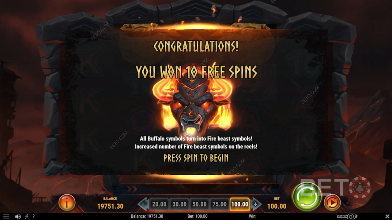 Gratis spins i Beasts of Fire