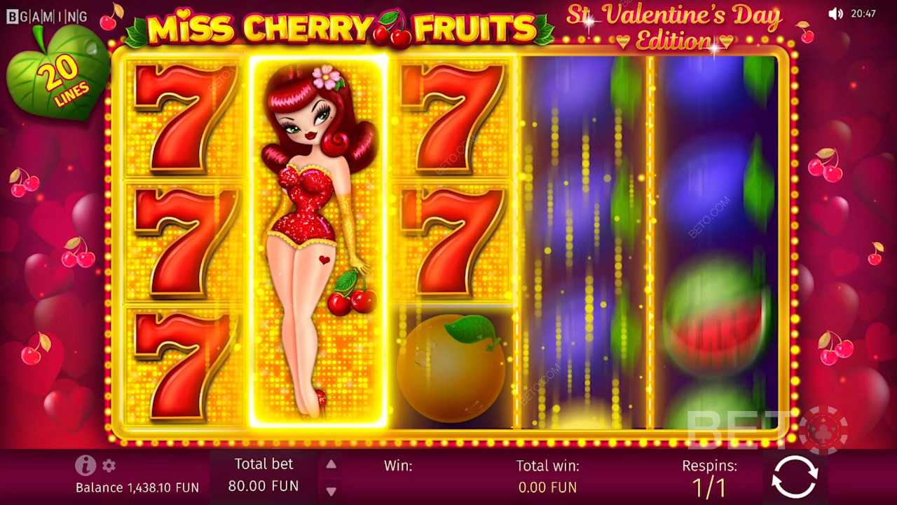 5x3 grid på Miss Cherry Fruits spillemaskinen