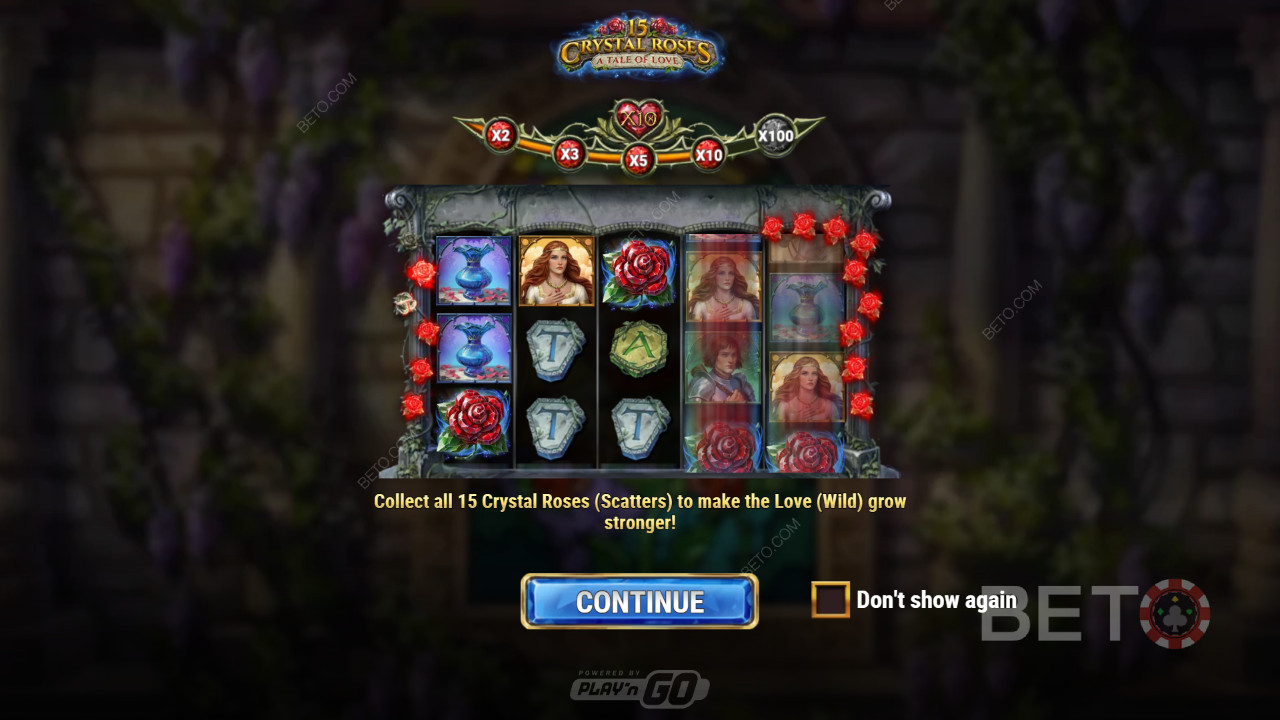 Nyd op til 100x multiplikator-wilds i 15 Crystal Roses: En kærlighedshistorie