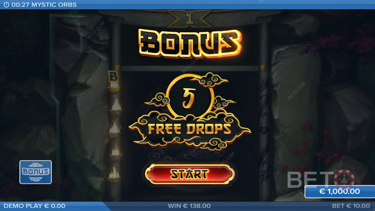 Få 5 Kugle-symboler for at udløse Bonusspil og vind 5 Gratis Spins