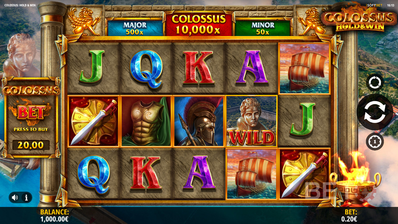 Nyd det græske tema på Colossus: Hold and Win online spillemaskinen