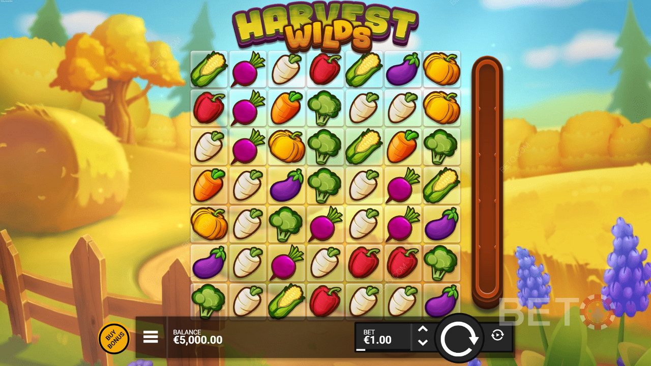Nyd det landlige tema på Harvest Wilds online spillemaskinen