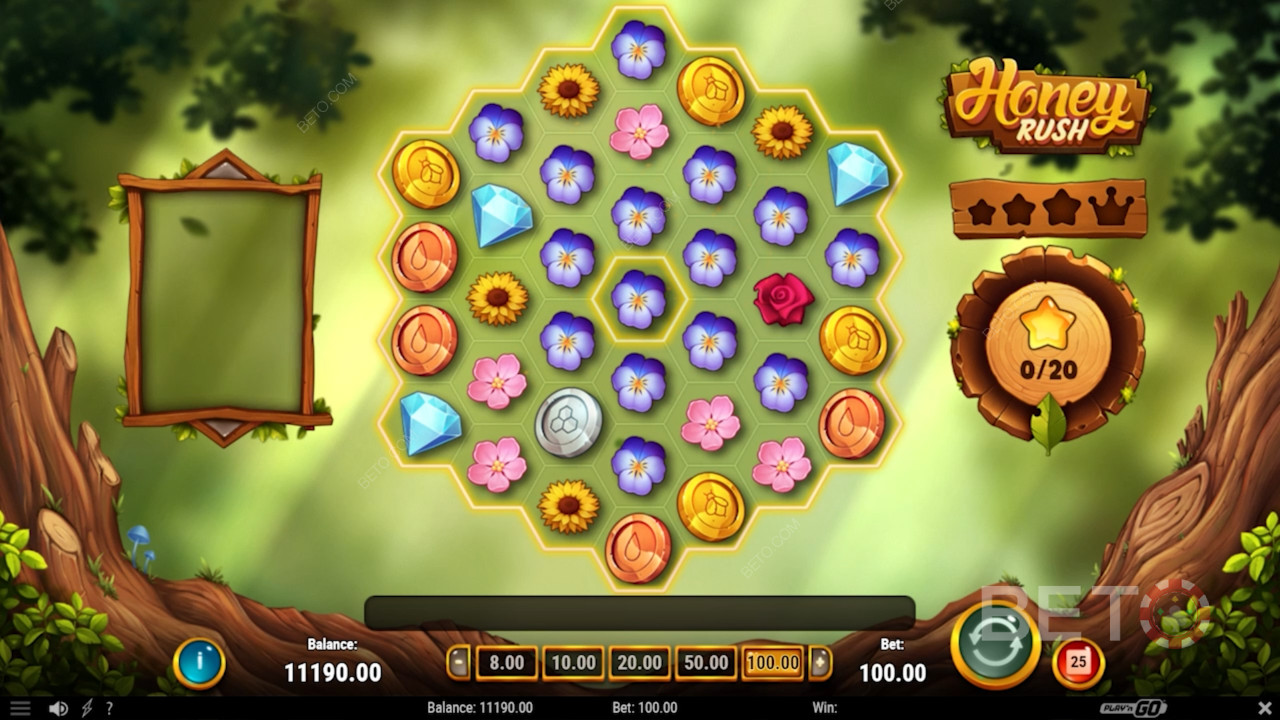 Spil Honey Rush og nyd et unikt layout med fantastiske funktioner