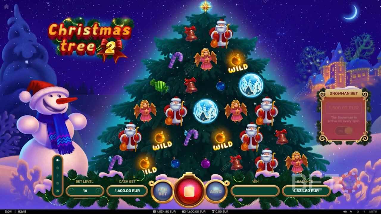 Nyd et unikt layout i Christmas Tree 2 spilleautomaten
