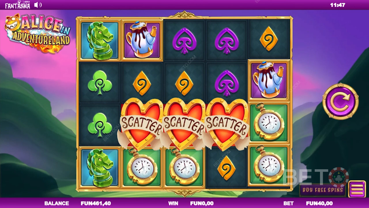 Få 3 Bonus Scatters for at udløse Gratis Spins