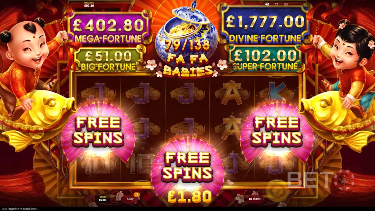 Spil Fa Fa Babies og få 3 Free Spins symboler for at udløse Gratis Spins
