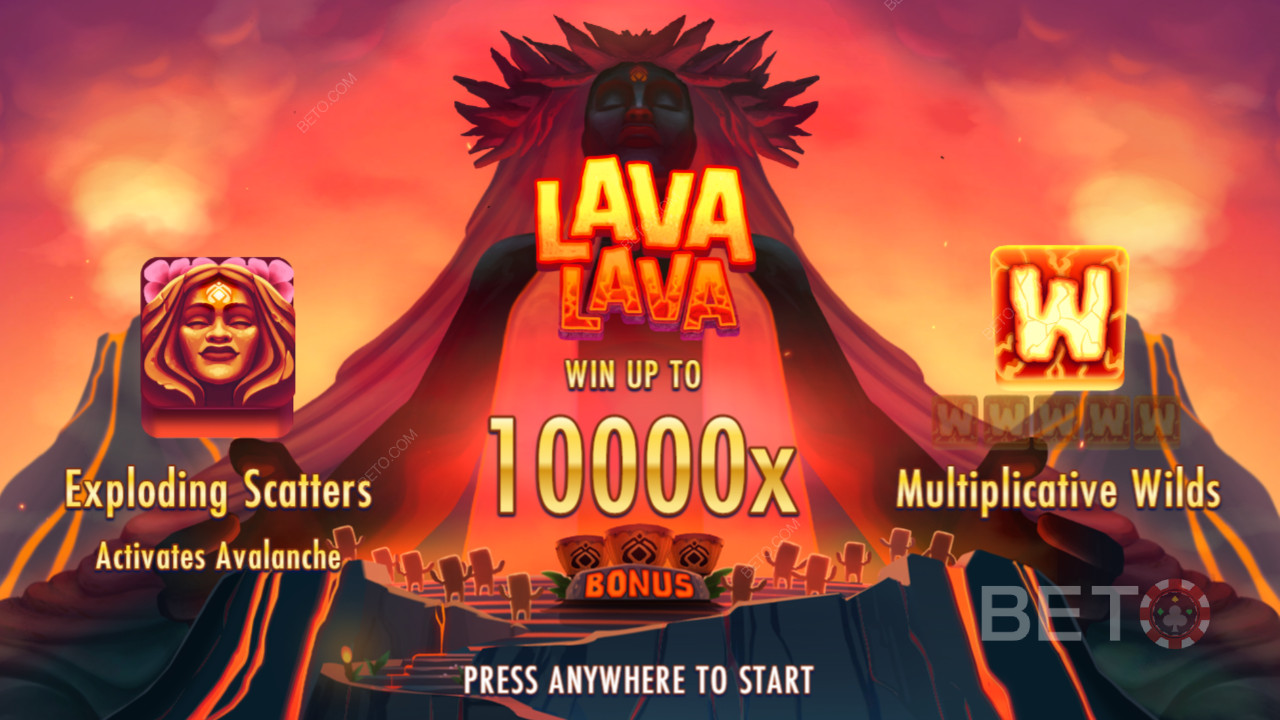 Nyd Eksplosive Scatters, Vilde Multiplikatorer og Laviner i Lava Lava spilleautomaten