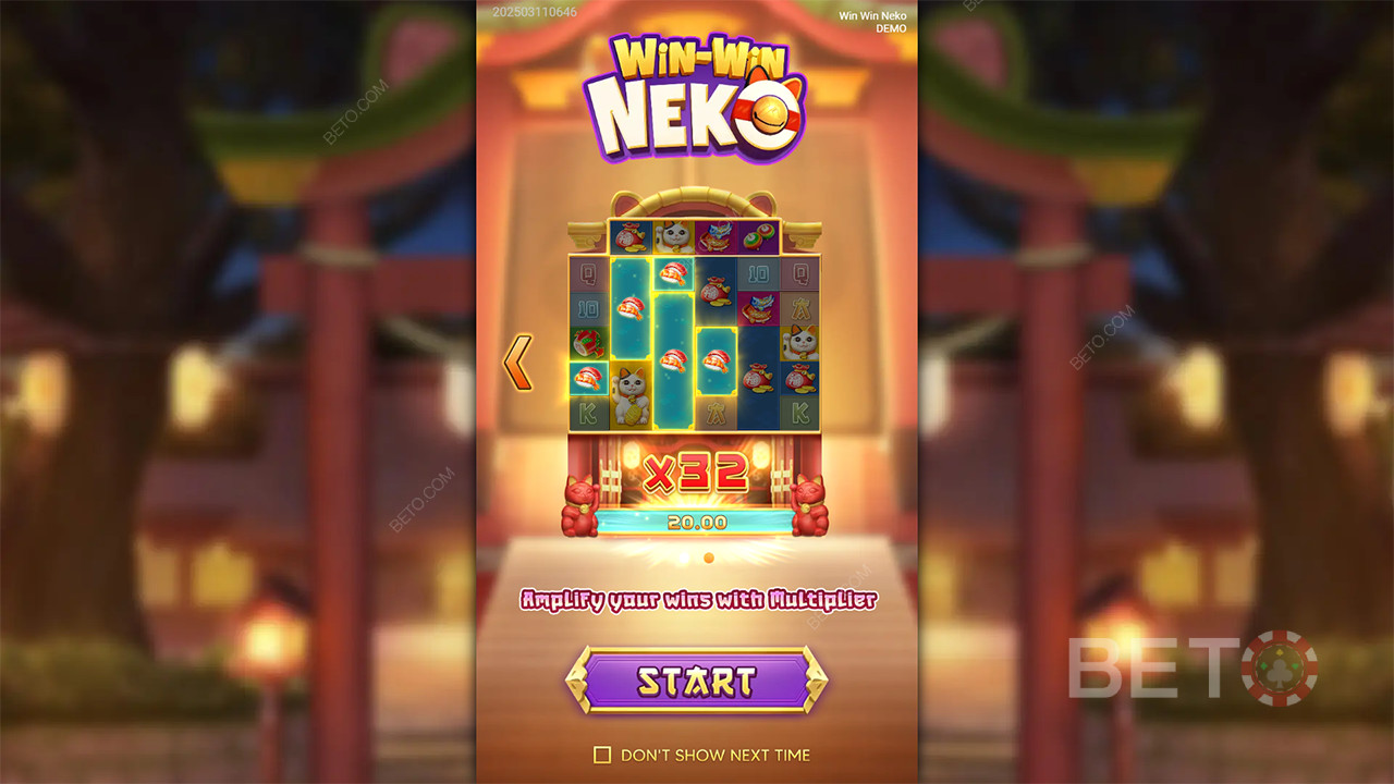 Vind 5.000x Din indsats i Win Win Neko Spilleautomaten!