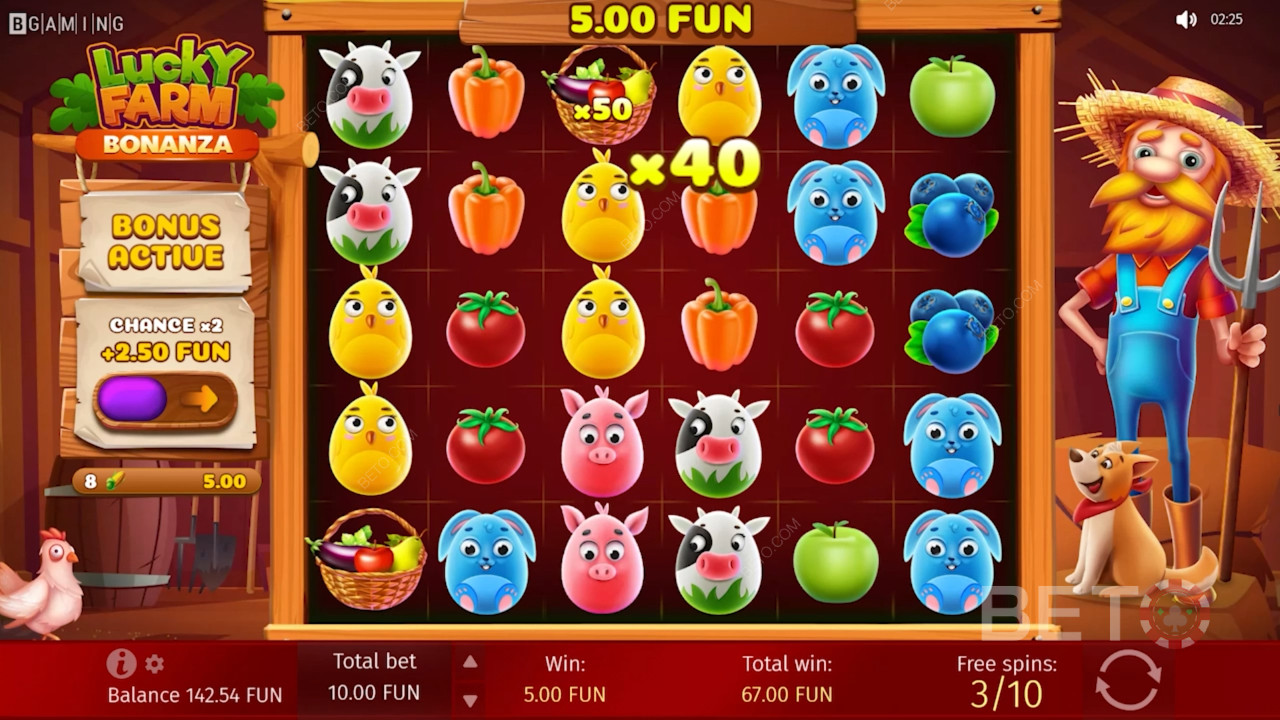 Nyd multiplikatorer i gratis spins i Lucky Farm spilleautomaten