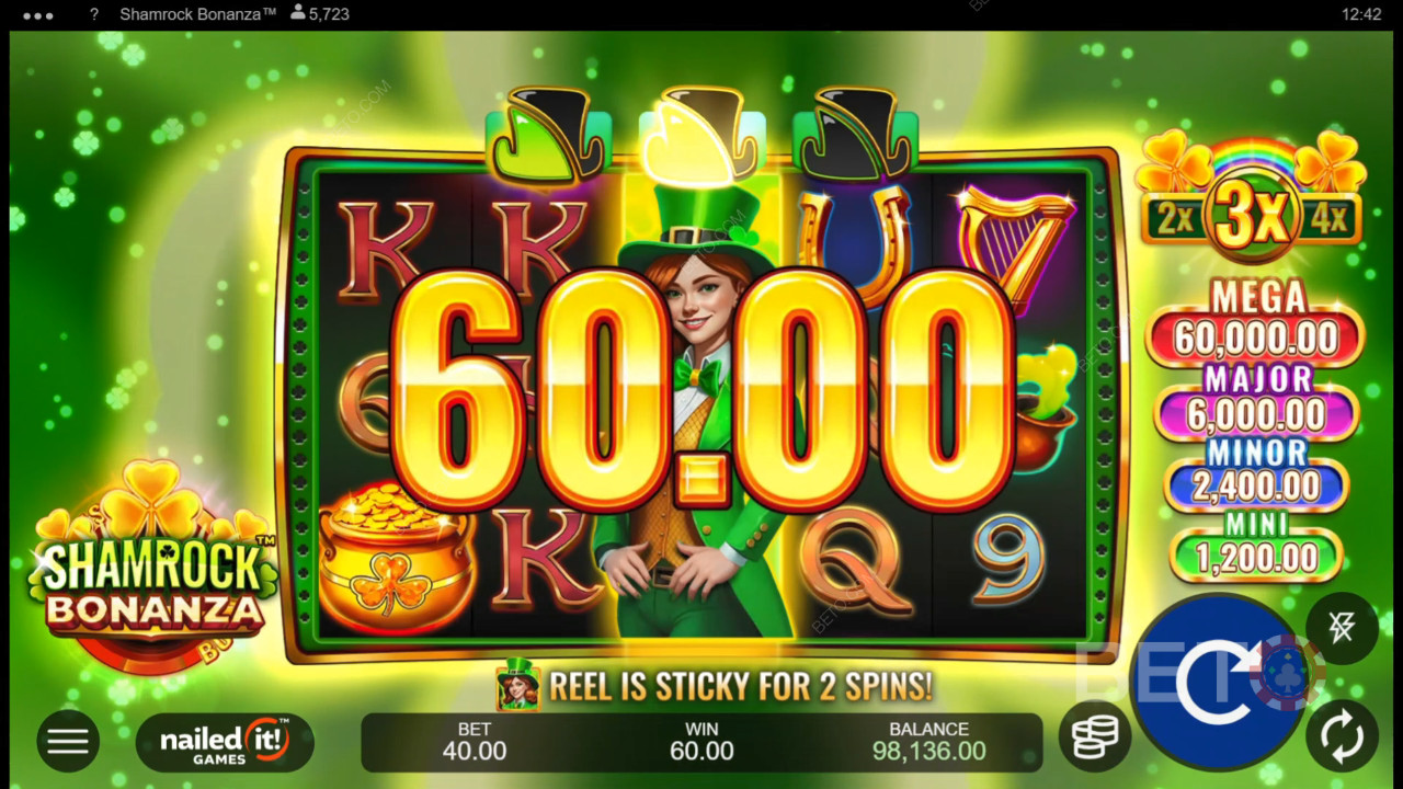 Vind 5.340x Din indsats i Shamrock Bonanza spilleautomaten!