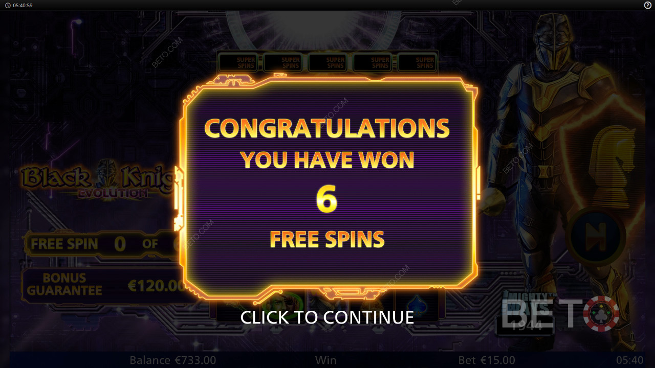 Vind 10.000x din indsats i Black Knight Evolution spilleautomaten!