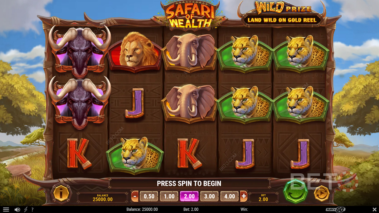 Nyd et eventyr i den vilde natur på Safari of Wealth spilleautomaten