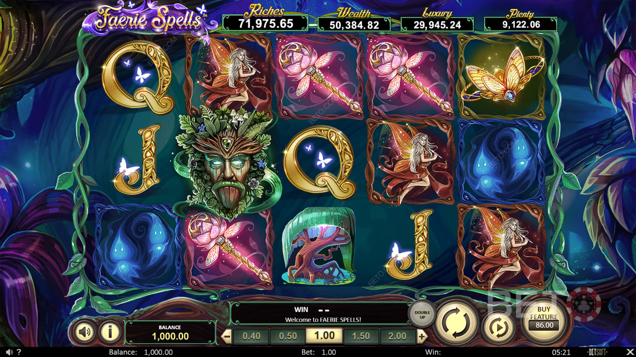 Nyd et visuelt betagende tema i Faerie Spells online spilleautomat