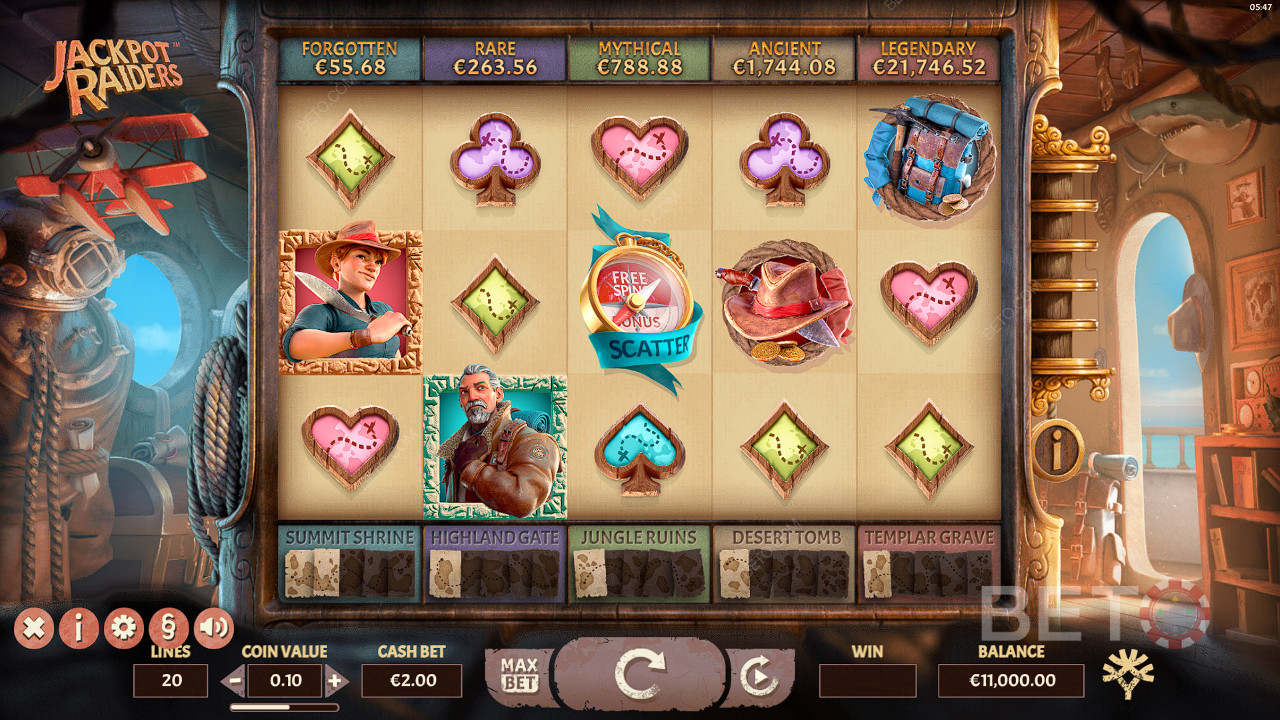 Vind fem progressive jackpots med heldet på din side i Jackpot Free Spins