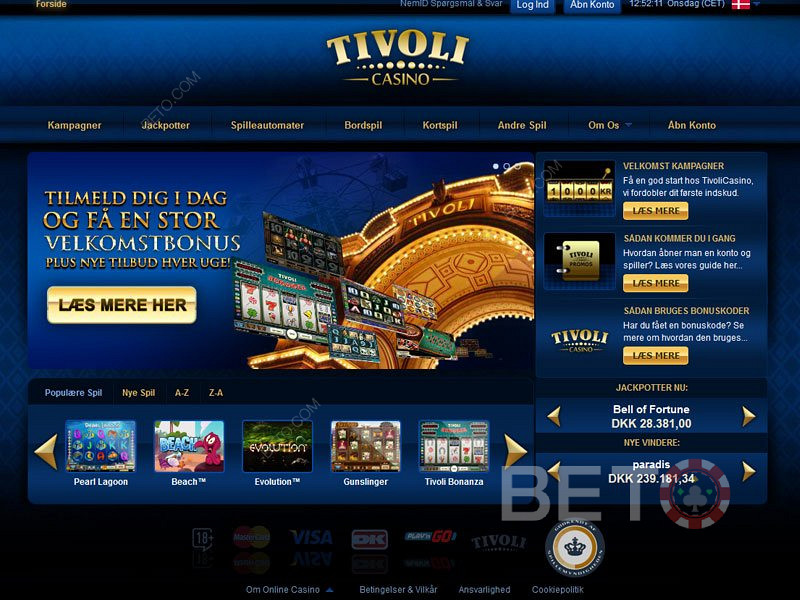 To forskellige velkomstgaver til Tivoli Casino spil.