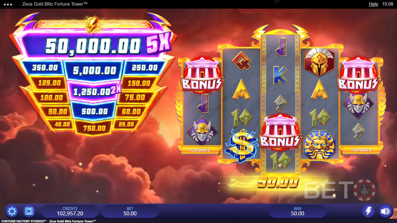 Zeus Guld Blitz Formue Tårn Anmeldelse fra BETO Slots