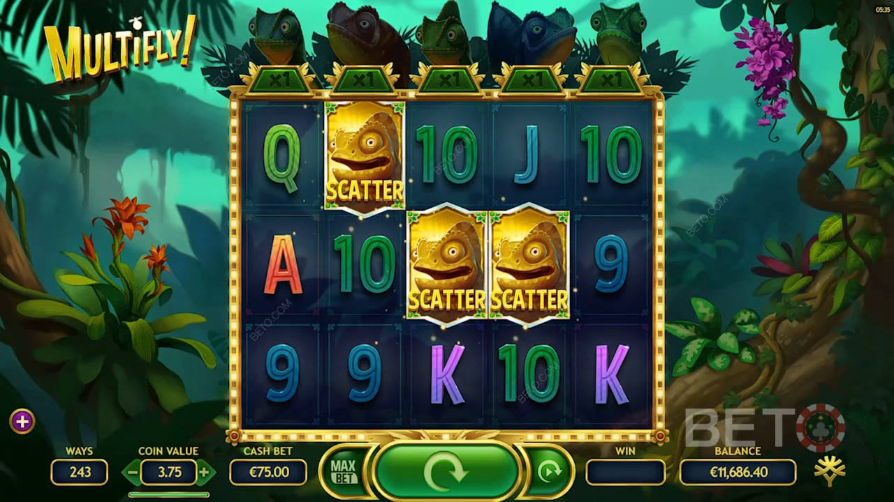 Få 3 Scatter-symboler på hjulene for at udløse Gratis Spins
