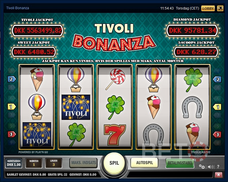 Free spins, bous, velkomstbonus tilbud til Tivoli casino