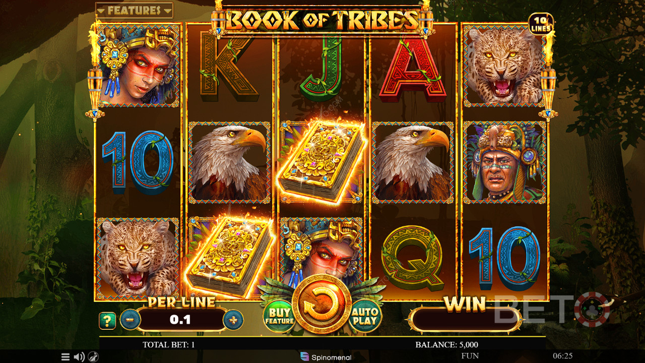 3 Scatter-symboler udløser Gratis Spins i Book of Tribes-spilleautomaten