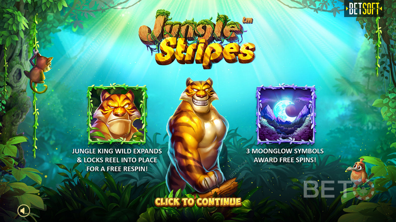 Nyd Udvidende Wilds, Re-Spins og Free Spins på Jungle Stripes spillemaskinen