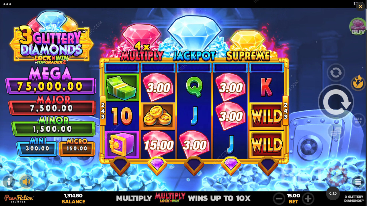 3 Glimtende Diamanter Anmeldelse fra BETO Slots
