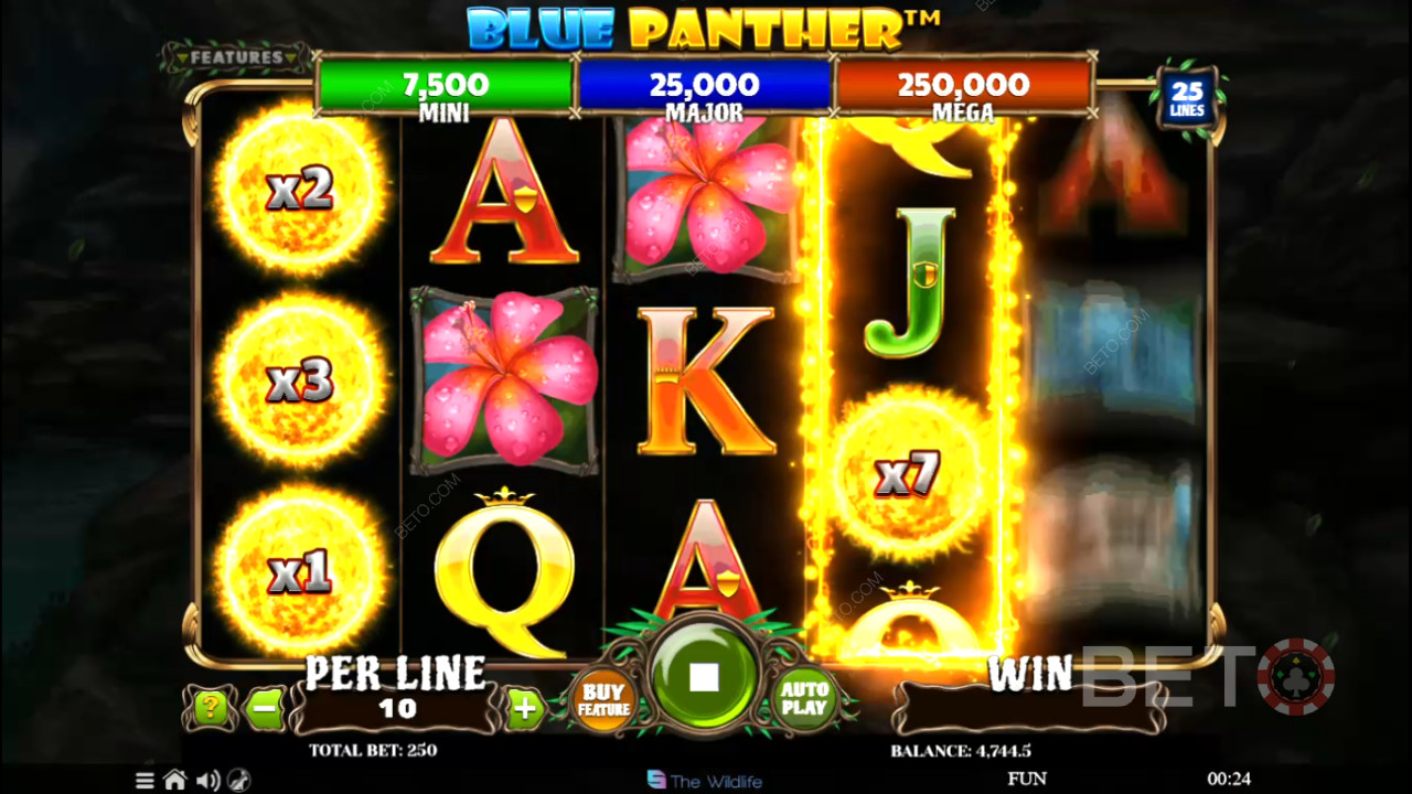 Få seks eller flere Sol-symboler for at aktivere Hold and Win-bonusspillet