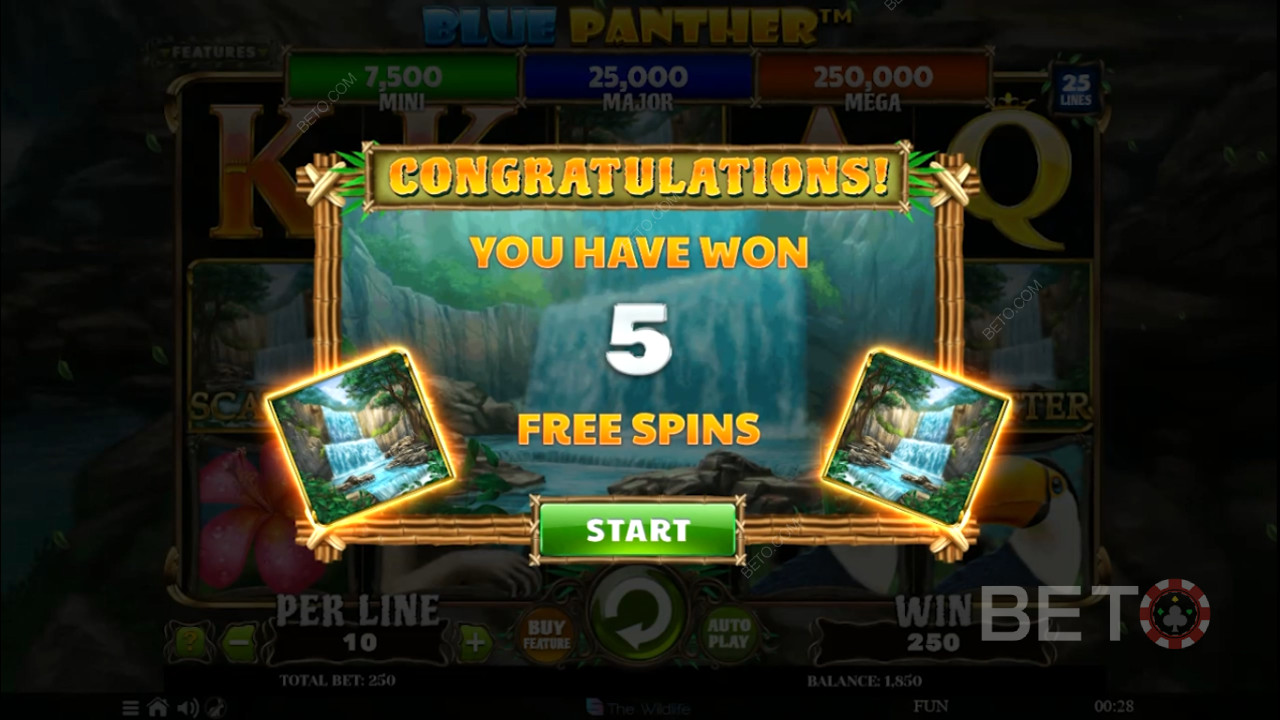 Få 5 ekstra gratis spins ved at låse op for Free Spins-bonustilstand