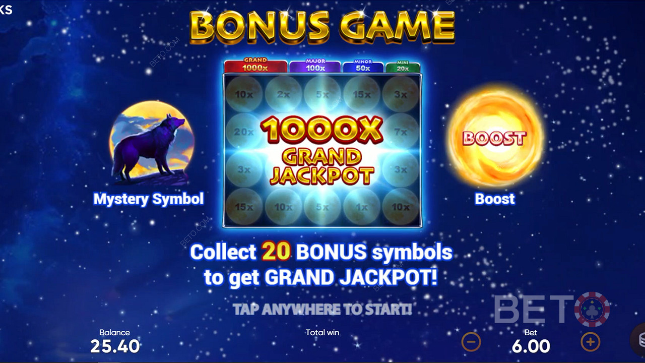 Saml 20 Bonussymboler i Bonusspillet og lås op for Grand Jackpotten