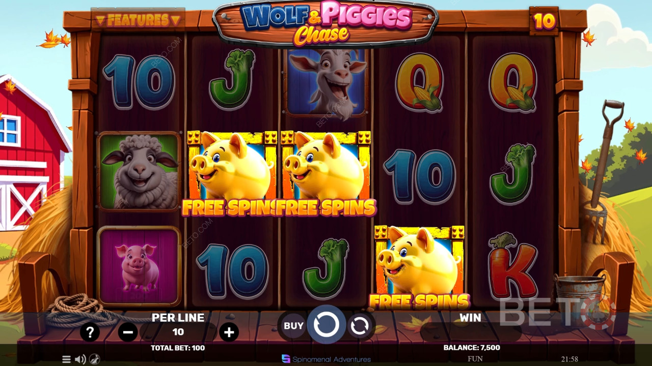 Sådan spiller du Spinomenals Wolf & Piggies Chase