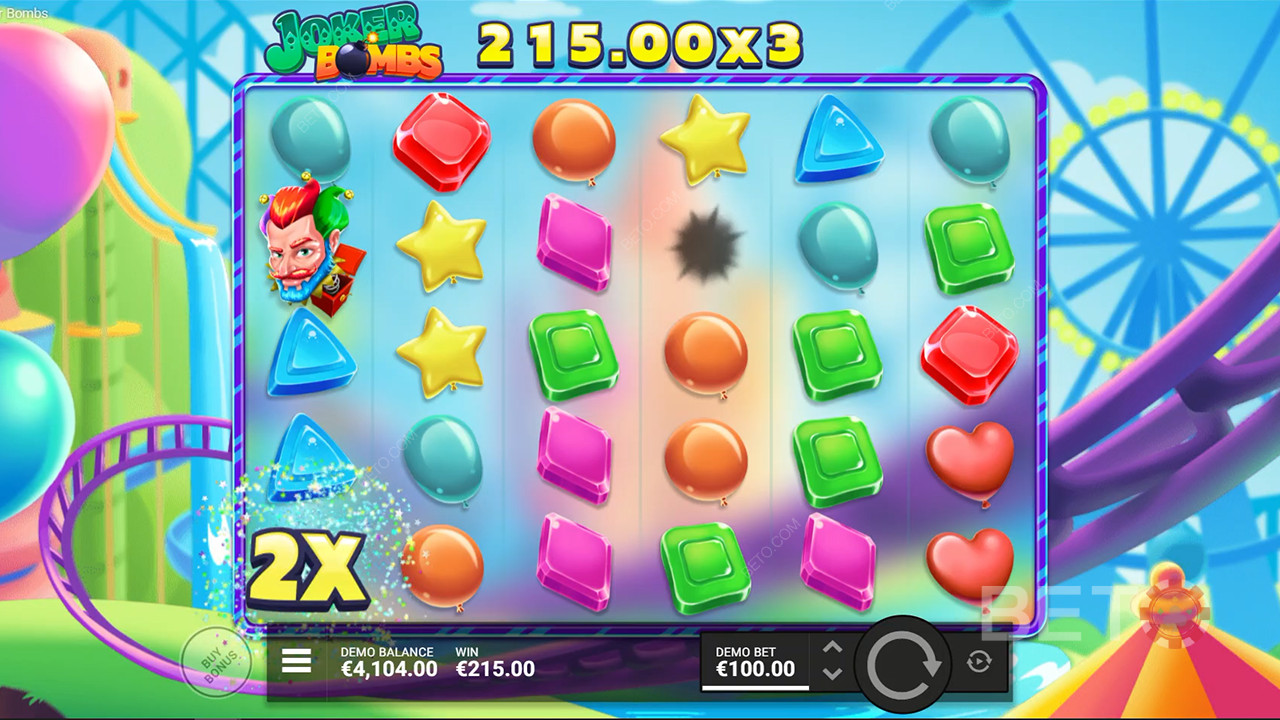 Multiplikator-bomber booster gevinster i Joker Bombs spilleautomat