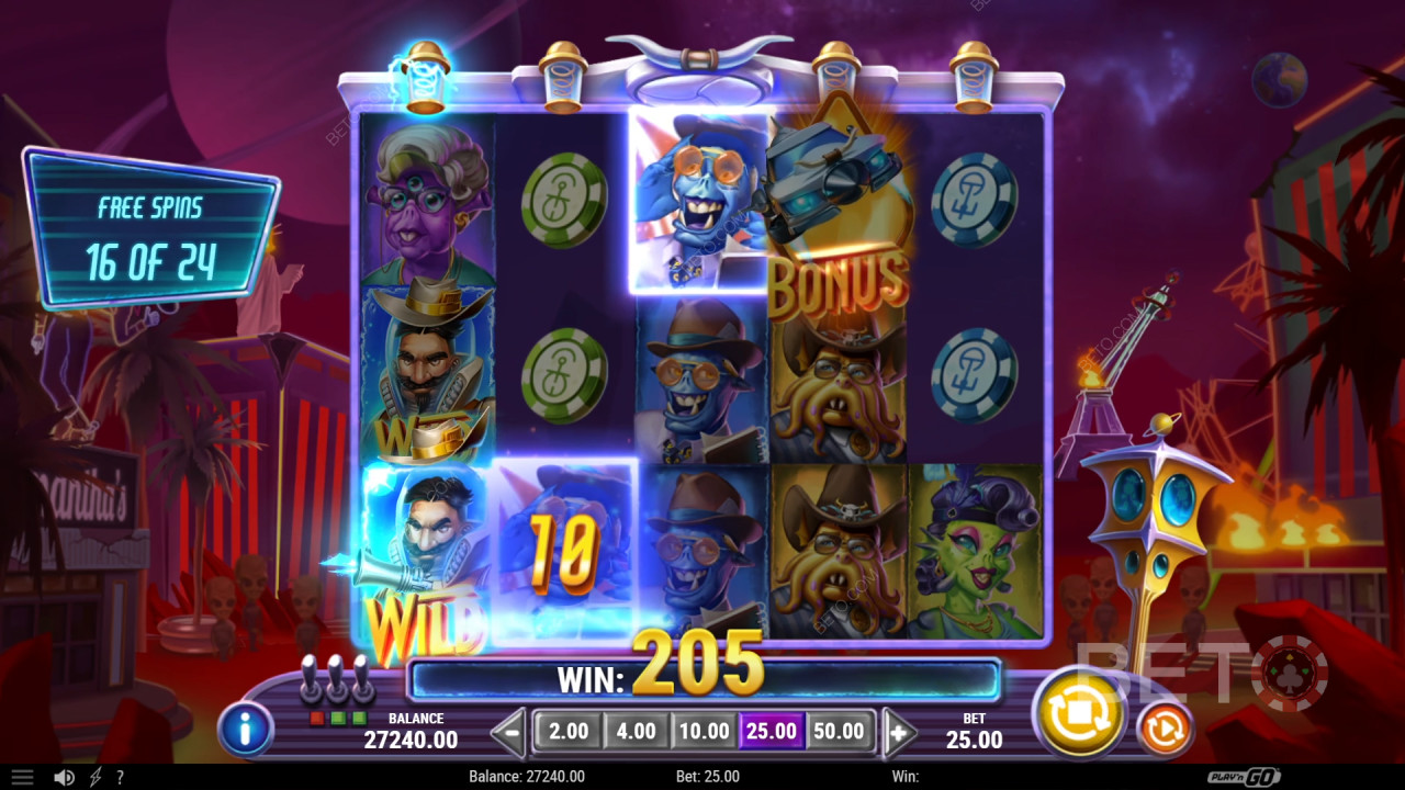 Bonusfunktioner Forklaret i Invading Vegas Revenge on Mars af Play