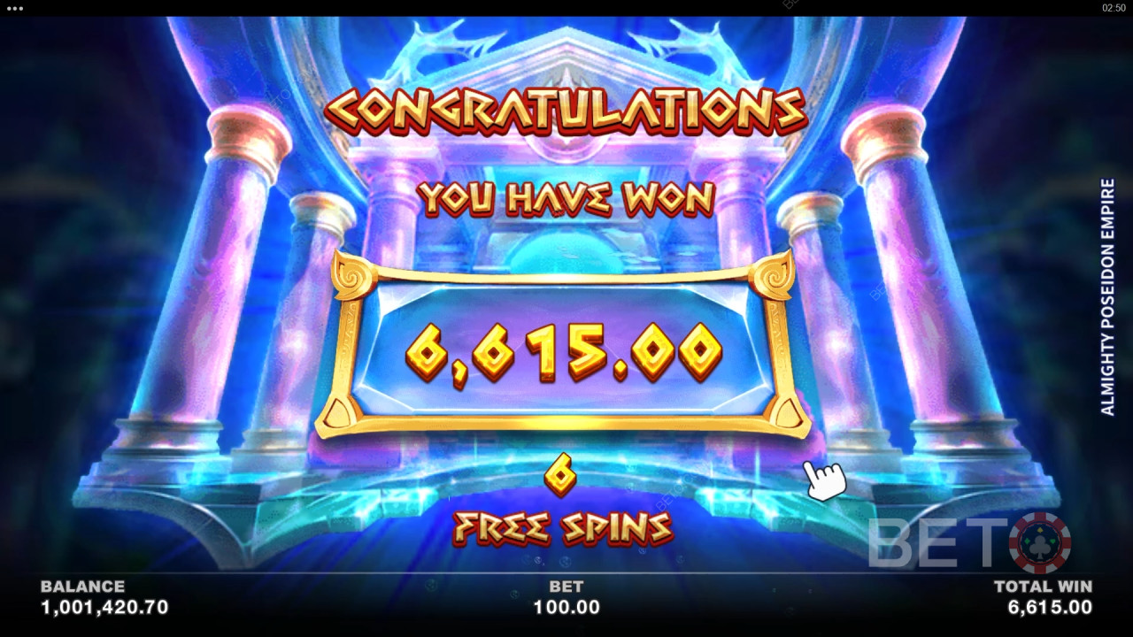 Vind 2.500x din indsats i Almighty Poseidon Empire spilleautomaten!