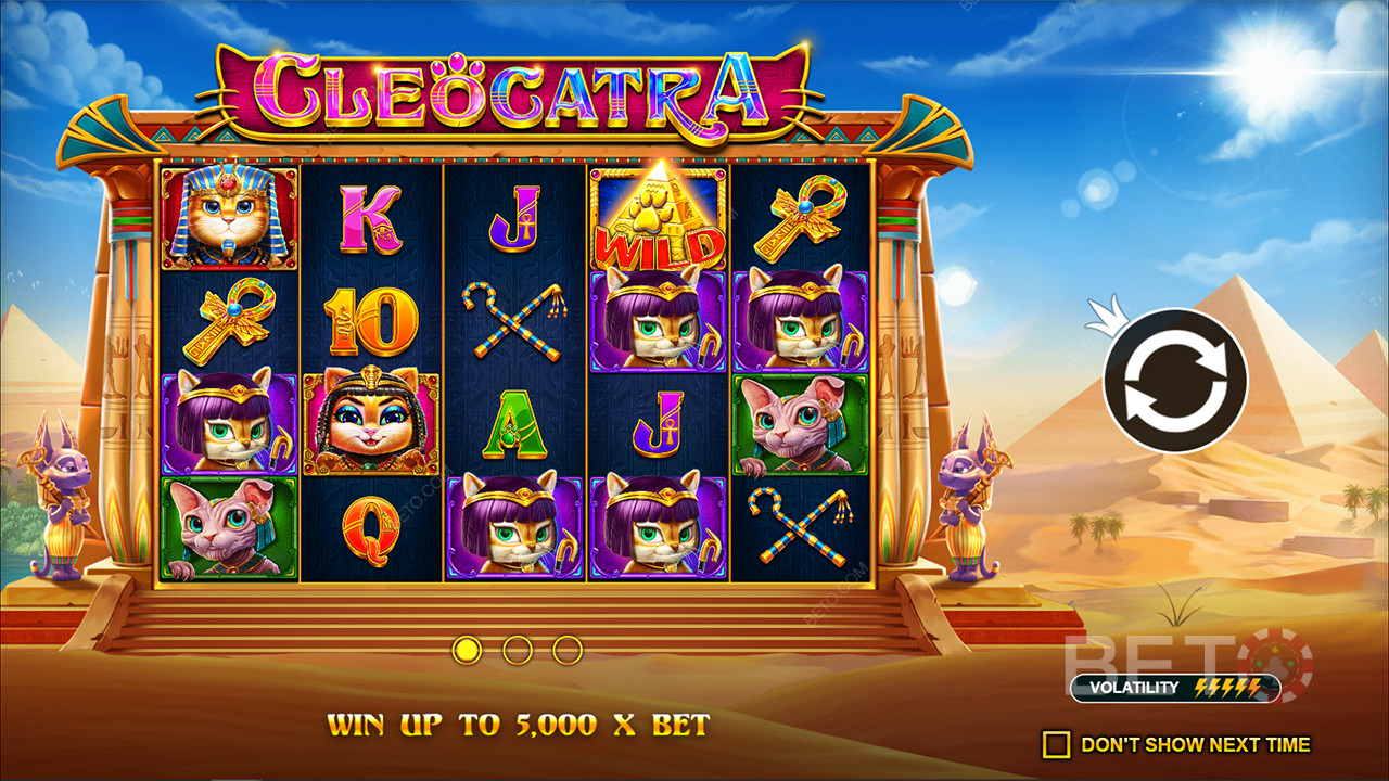 Vind op til 5.000 gange din indsats i Cleocatra spilleautomat