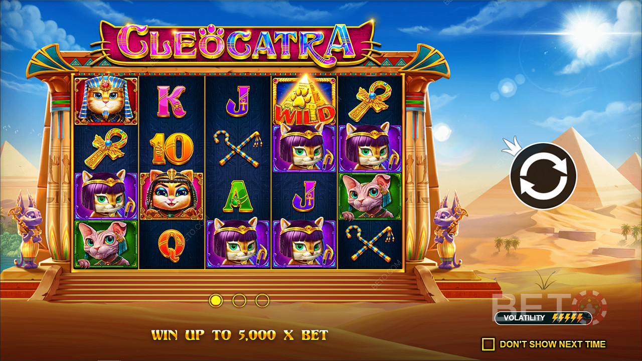 Vind op til 5.000x din indsats på Cleocatra online spillemaskinen