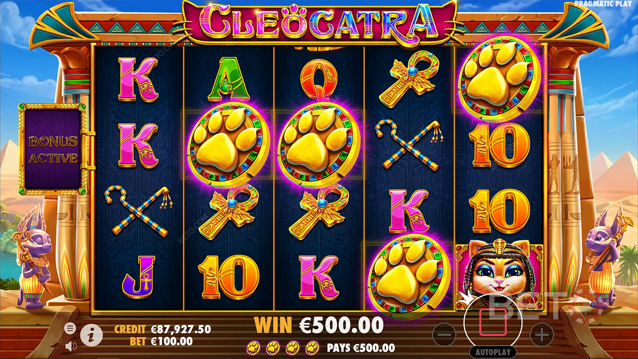 3 eller flere Scatters belønner dig med Free Spins på Cleocatra spilleautomaten