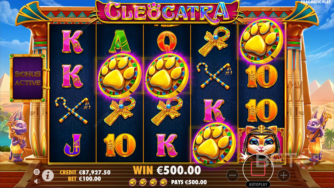 3 eller flere Scatters udløser Gratis Spins i Cleocatra spilleautomaten
