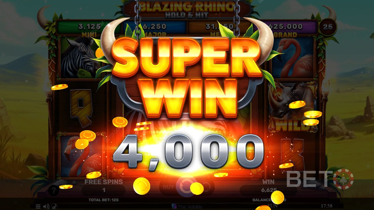 Bonusfunktioner Forklaret i Blazing Rhino Hold & Hit fra Spinomenal