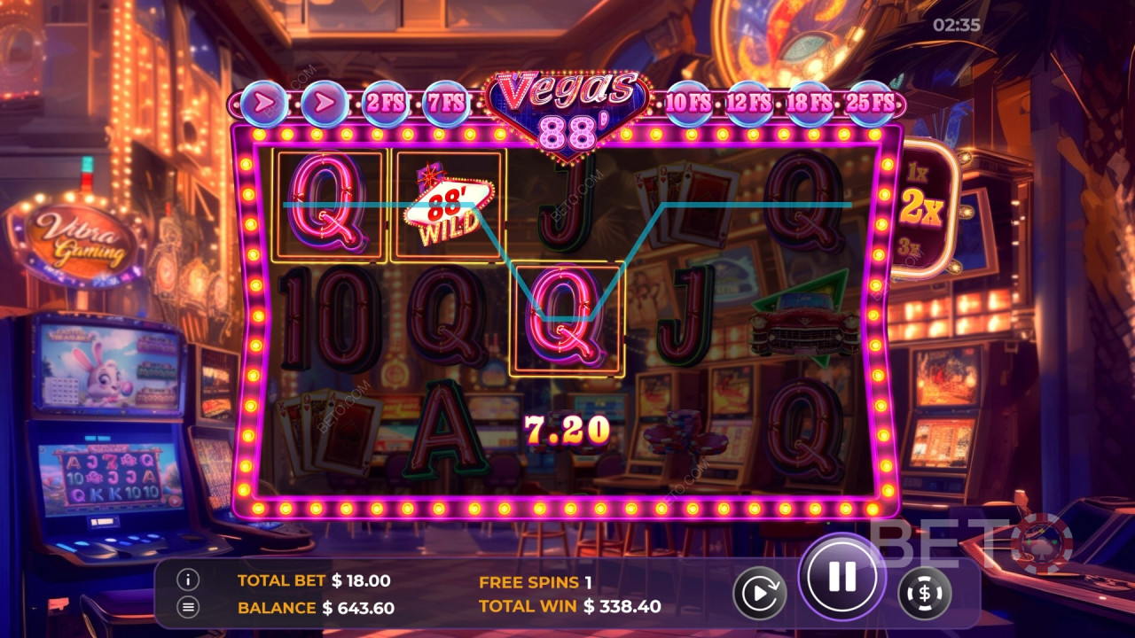 Vind 2.600x din indsats i Vegas 88 spilleautomaten!