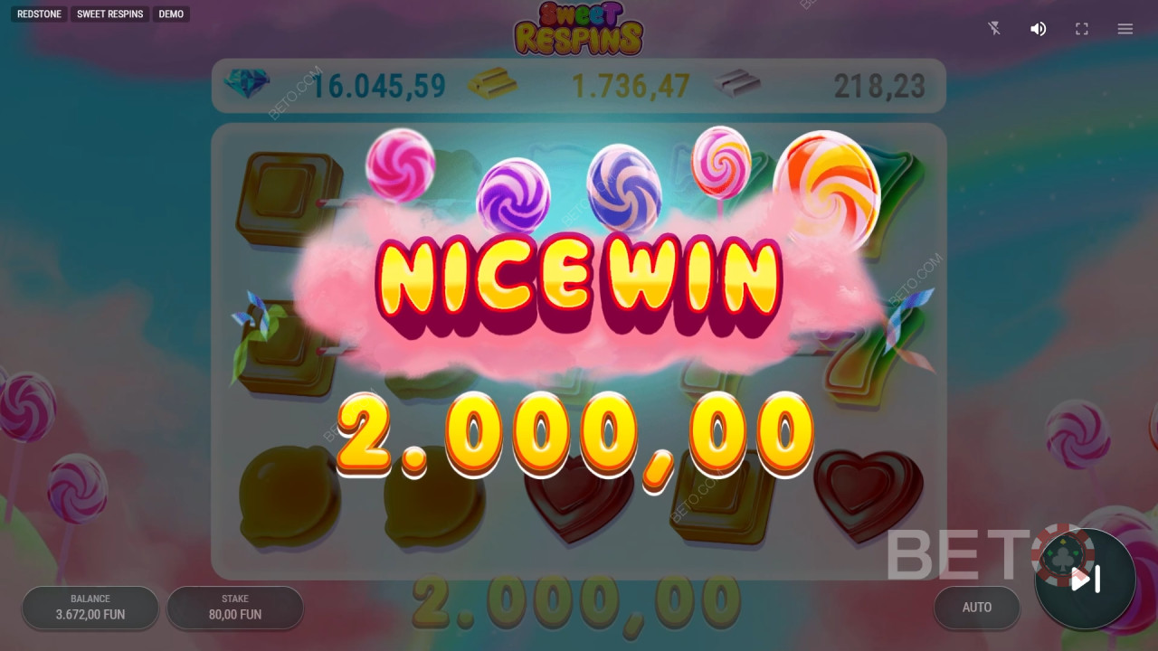 Vind 10.000x din indsats i Sweet Respins spilleautomaten!