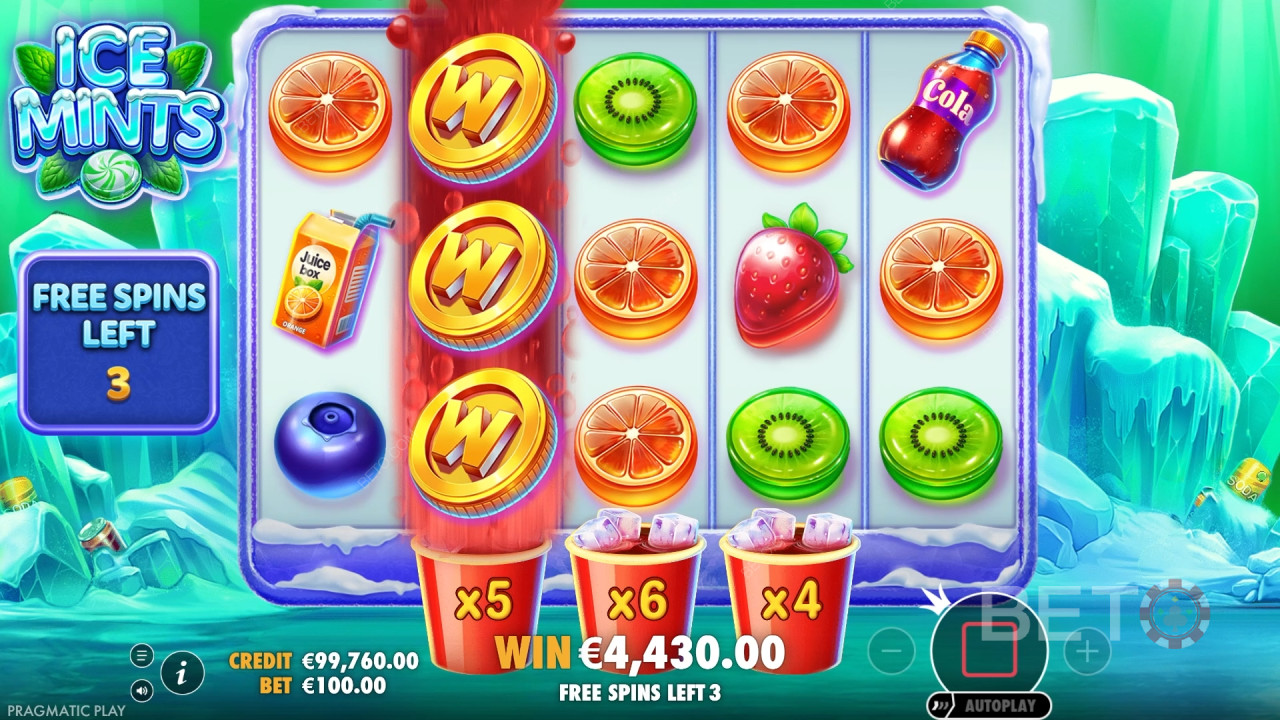 Vind 10.000x din indsats i Ice Mints spilleautomaten!