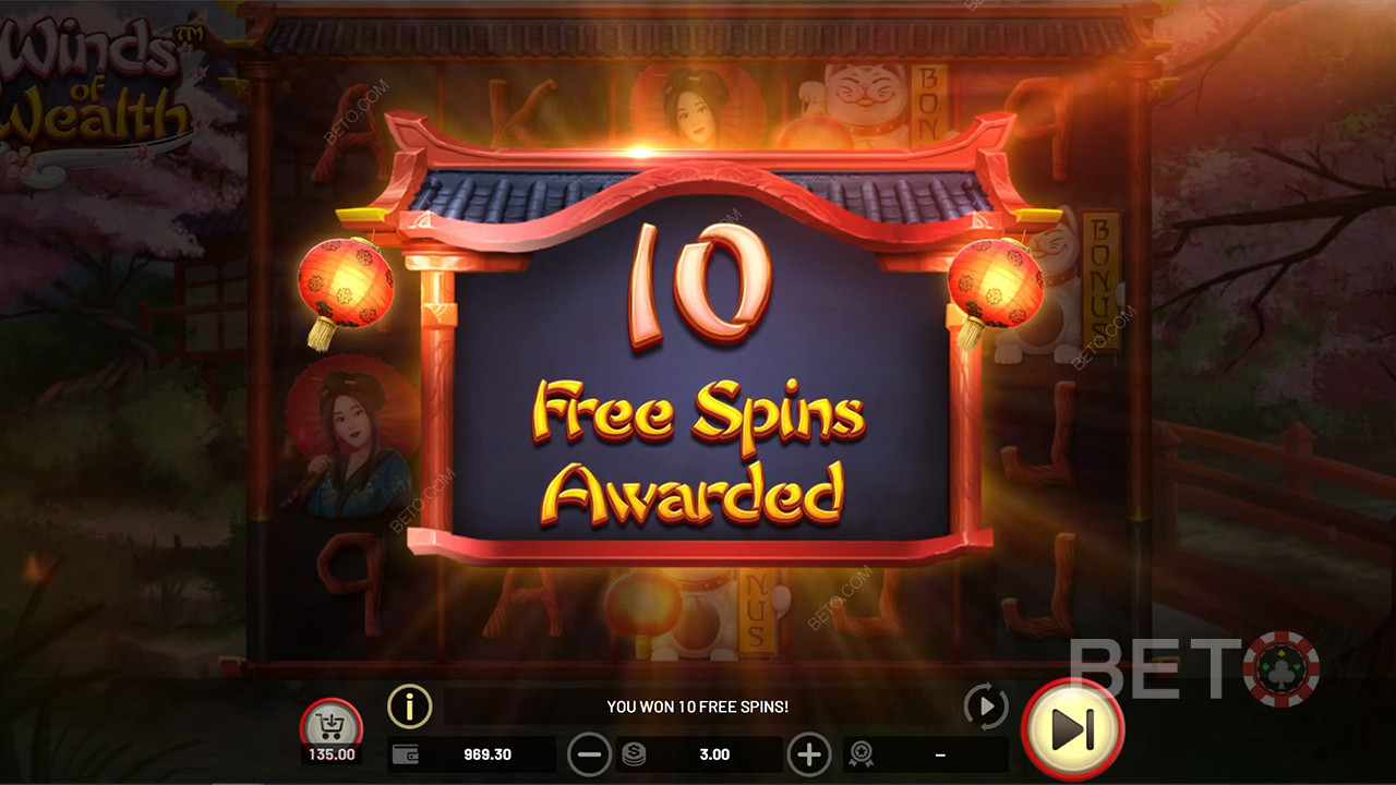 Vind 10 til 25 Free Spins på Winds of Wealth spilleautomaten