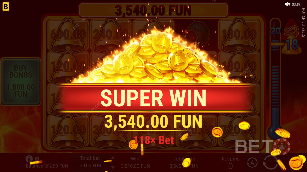 Vind 5.000x din indsats i Hot Chilli Bells spilleautomaten!