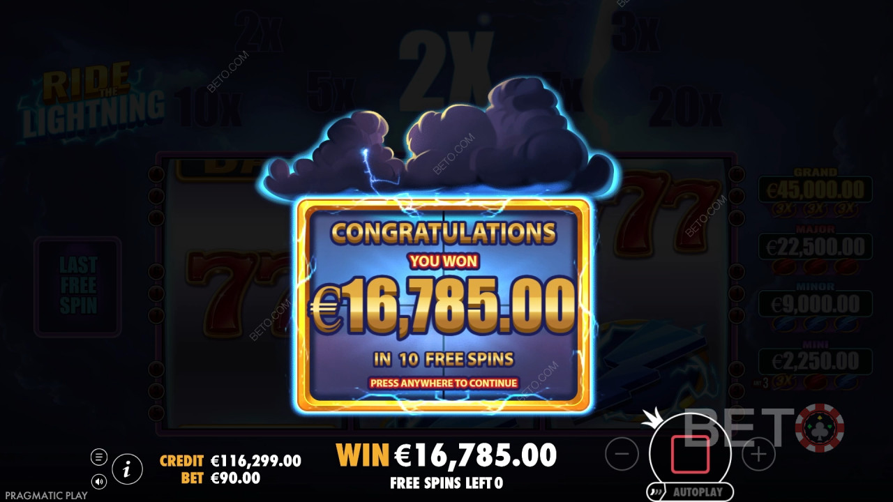 Vind 10.000x din indsats i Ride the Lightning spilleautomaten!