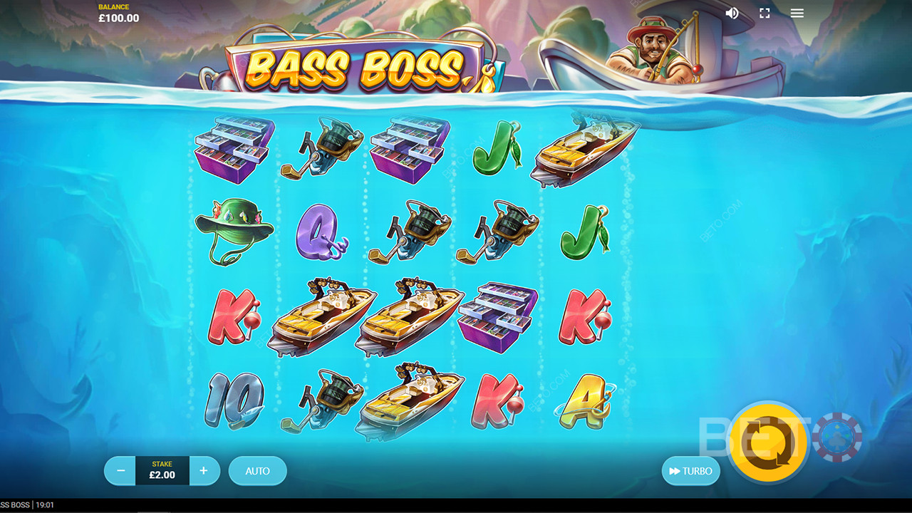 Nyd et smukt tema med mange detaljer i Bass Boss spilleautomaten