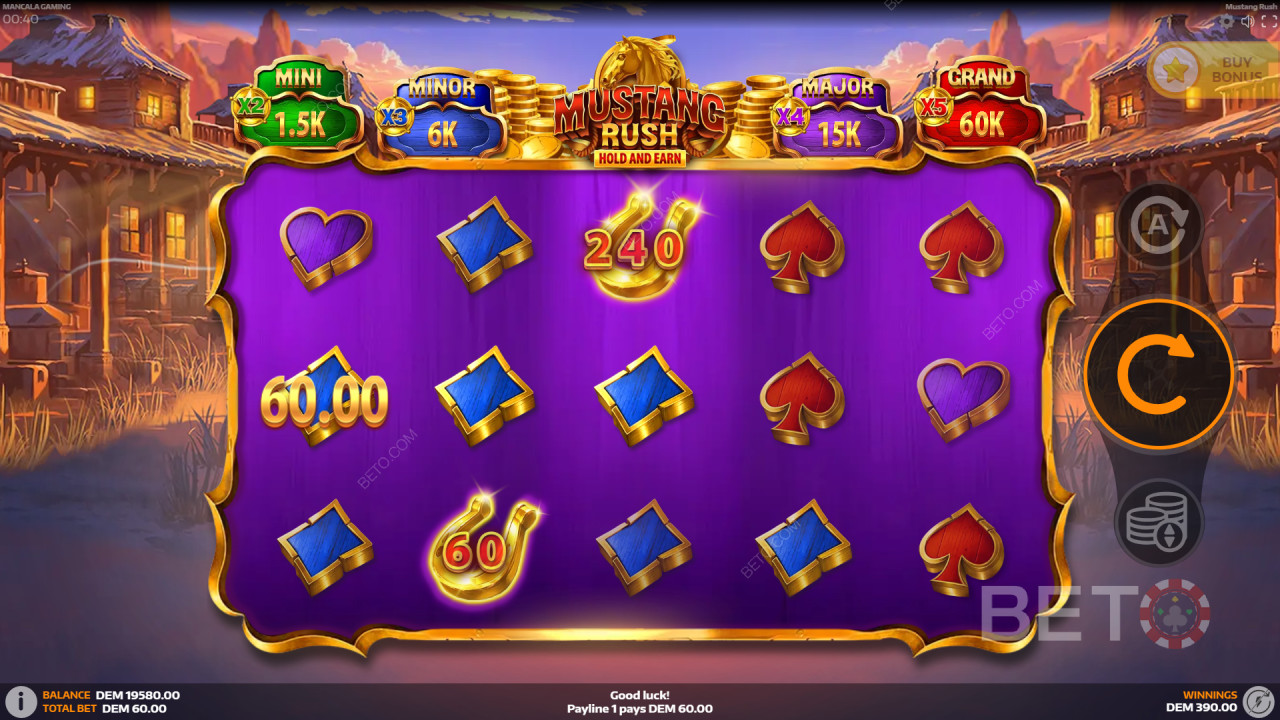Bonusfunktioner Forklaret i Mustang Rush fra Mancala Gaming
