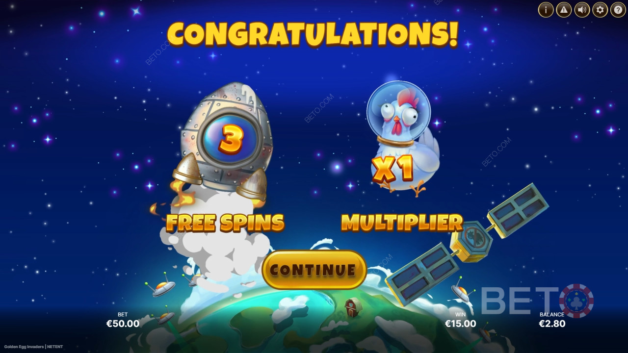 Bonusfunktioner Forklaret i Golden Egg Invaders af NetEnt