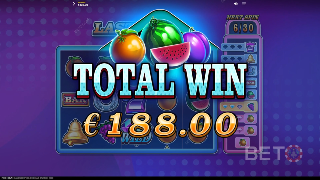 Vind 20.000x din indsats i Diamonds Up videoslotten!