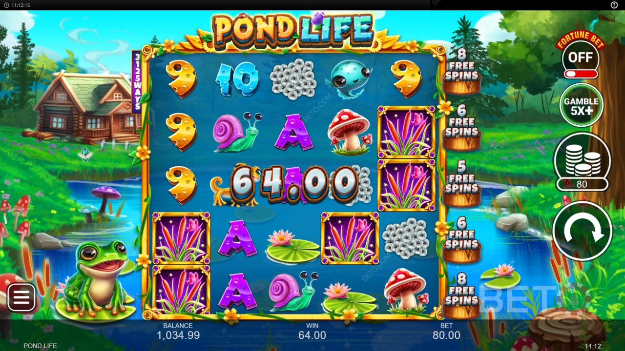 Vind 5.000x dit indsats i Pond Life spilleautomaten!