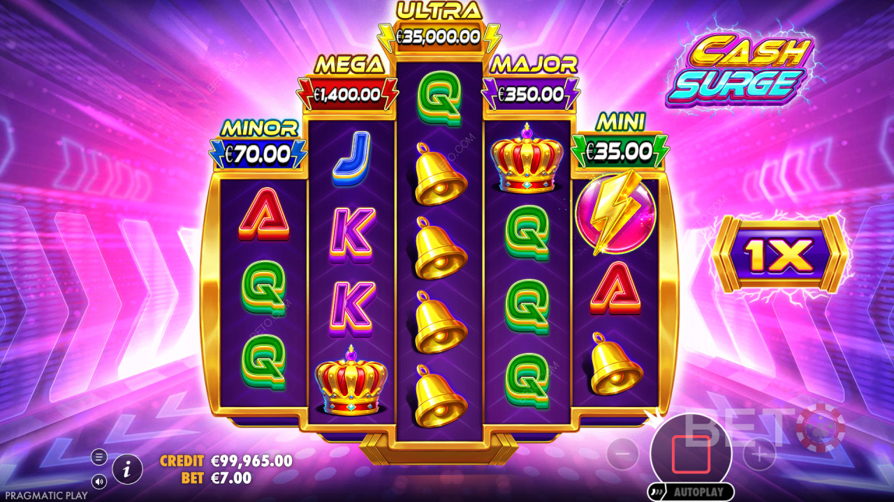 Vind 5.000x din indsats i Cash Surge spilleautomaten!