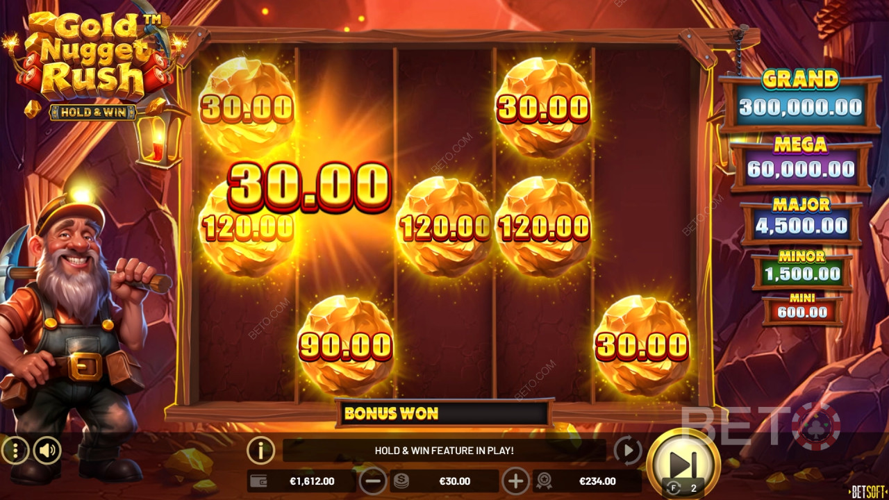 Sådan spiller du Betsofts Gold Nugget Rush